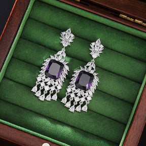 French Court Style Exaggerated and Magnificent Earrings s925 Silver Needle Zircon Inlaid High level Pendant Wind Bell Earrings Women's Dress Professional Dress Fashion Versatile Accessories Earrings Exquisite Girl Gift for Her sisters to Girlfriend B