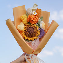 DIY hand woven love bouquet birthday gift customization wholesale high-end warm yarn crochet rose tulip sunflower orchid lily eternal flower Valentine's Day friend gift Mother's Day Thanksgiving Christmas gift bag