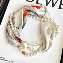 Magnetic button pearl necklace small strip scarves for women's mothers to protect their necks and neck lazy people to match with shirts, thin scarves, clothing, versatile accessories, small gifts for themselves, relatives, friends, sisters, warm and