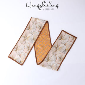 Silkworm silk scarves, thin and long stripes, printed women's fashion, versatile small scarves, ribbons, sunscreen, small silk, thoughtful gifts for friends, sisters, relatives and themselves, birthday gifts, thanksgiving gift box