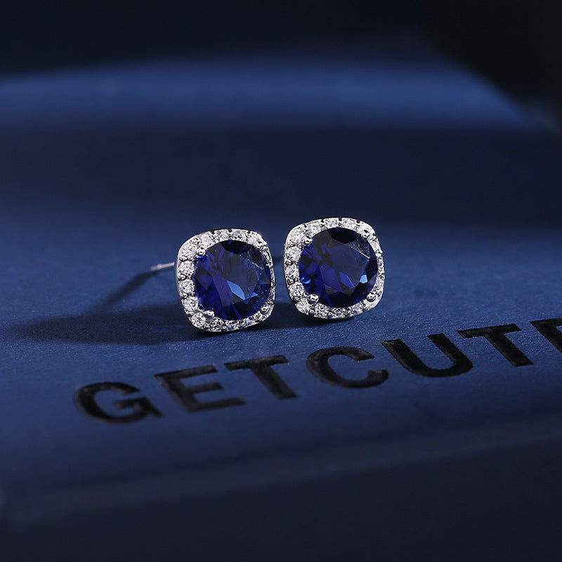 Japan and South Korea Micro set Simple Earrings Colorful Multicolor Zircon Temperament 925 Silver Needle Earrings Geometric Round Earrings Fashion Fashion Fashion Clothing Versatile Shiny Elegant Women Earrings Give Yourself to Friends Give sisters J