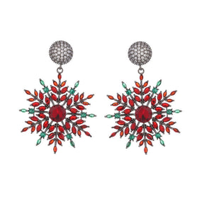 Euramerican colored zircon earrings Elegant fashion temperament light luxury senior sense women's earrings Christmas snowflake earrings to send your friends to send her jewelry sisters birthday gift red white blue snowflake shaped earrings gift box