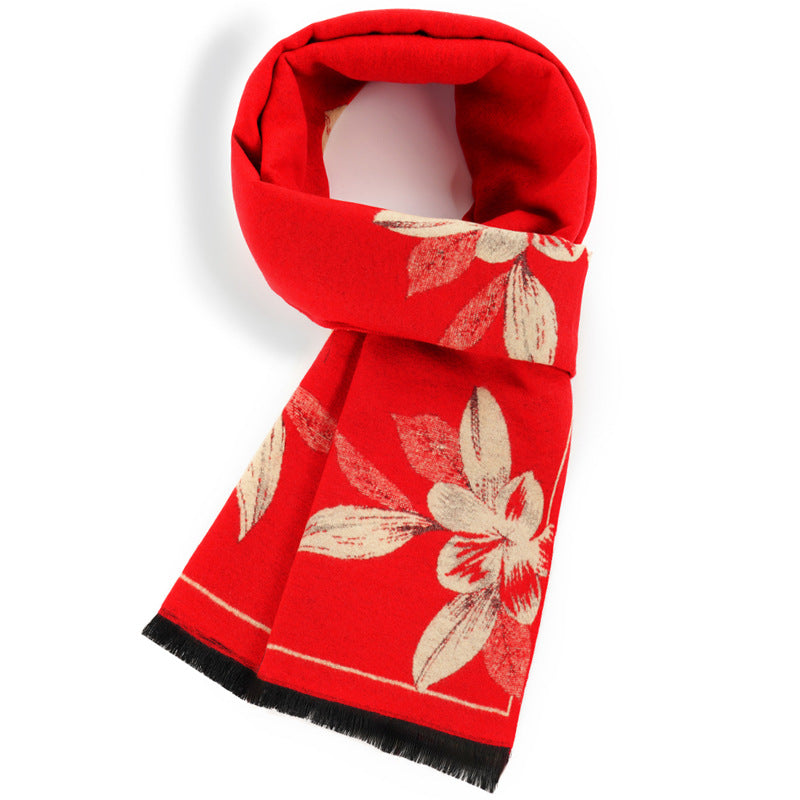 Women's scarf winter new ethnic style scarf, women's warm retro middle-aged and elderly mother style, small business customized gift, employee welfare gift box