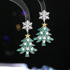 Euramerican fashion Christmas tree earrings New earrings Color zircon inlay Premium Christmas gifts Women's earrings High quality exquisite gifts to send her friends to send sisters to relatives New Year gift Thanksgiving gift box