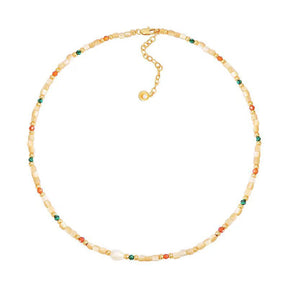 Grateful for the gift, Ranshi Danshui pearl tourmaline colored dopamine bead necklace for women with a high-end feel, light luxury, niche collarbone necklace, Valentine's Day romantic gift, birthday gift for her, pearl necklace bracelet