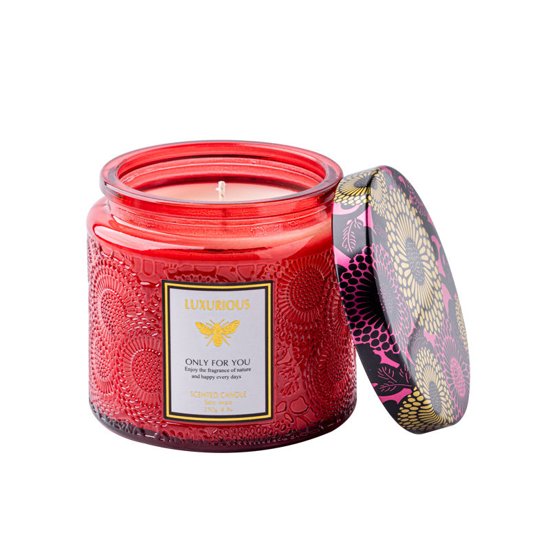 Relief Cup Handmade Soy Wax Aromatherapy Candle Home Office Bedroom Fragrance Birthday Gift for Girlfriend Birthday Party Holiday Celebration Anniversary Valentine's Day Home Decoration Atmosphere Gift