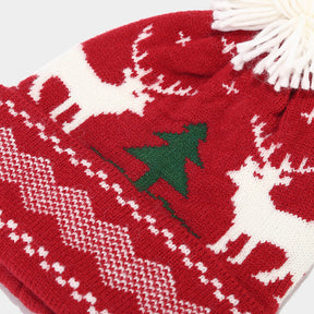 Christmas hat, scarf, gloves, three piece set, European and American reindeer jacquard, autumn and winter warm knit set The best gift for family and friends