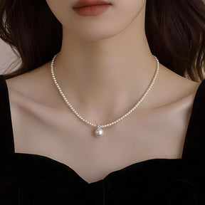 Silver Bay S925 Silver Pearl Necklace for Women, Fashionable, Generous, Round, Daifei style Pendant, Collar, Versatile Jewelry, Elegant and Exquisite Gift for Her, Jewelry for Myself, Friends, Family, Birthday Gift, Gratitude Gift Box