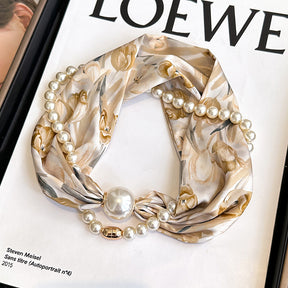 Magnetic button pearl necklace small strip scarves for women's mothers to protect their necks and neck lazy people to match with shirts, thin scarves, clothing, versatile accessories, small gifts for themselves, relatives, friends, sisters, warm and