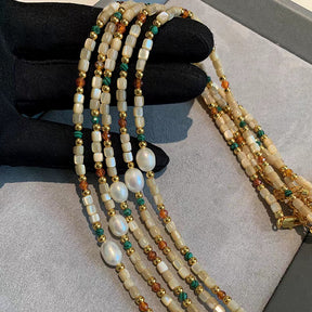 Grateful for the gift, Ranshi Danshui pearl tourmaline colored dopamine bead necklace for women with a high-end feel, light luxury, niche collarbone necklace, Valentine's Day romantic gift, birthday gift for her, pearl necklace bracelet