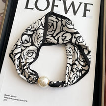 Magnetic button pearl necklace small strip scarves for women's mothers to protect their necks and neck lazy people to match with shirts, thin scarves, clothing, versatile accessories, small gifts for themselves, relatives, friends, sisters, warm and