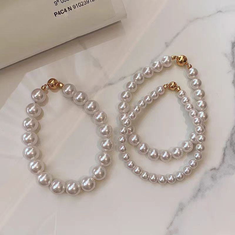 Aobai magnetic attraction large pearl bracelet women's light luxury niche exquisite bracelet high-end sense beaded jewelry new single wear simple French retro pearl bracelet, send friends to sisters, send relatives gifts, give her birthday jewelry gifts