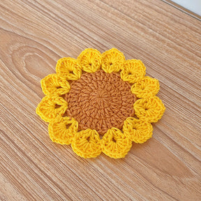 Handmade Creative Weaving Simulation Sunflower Cup Mat Home Decoration Water Cup Mat Table Mat Versatile Teacher's Day Gift Christmas Small Gift Decoration Customizable Wholesale Handmade Commemorative Gift