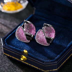 Europe and the United States Antique Premium Earrings Luxury Copper Set Zircon Earrings Inside and Outside Full Zirconium Set Water Drop shaped Earrings Women's Clothing Versatile Earrings Ornaments Send Yourself to Friends Send sisters Jewelry Gifts