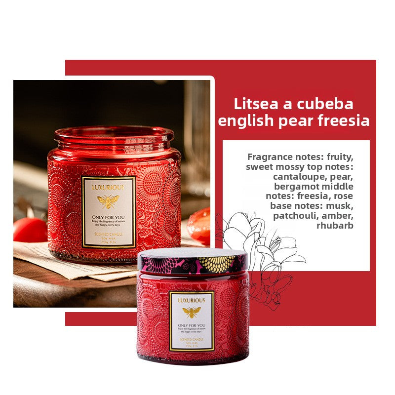 Relief Cup Handmade Soy Wax Aromatherapy Candle Home Office Bedroom Fragrance Birthday Gift for Girlfriend Birthday Party Holiday Celebration Anniversary Valentine's Day Home Decoration Atmosphere Gift