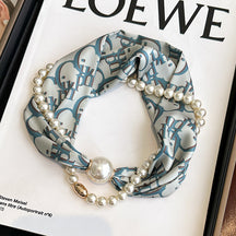 Magnetic button pearl necklace small strip scarves for women's mothers to protect their necks and neck lazy people to match with shirts, thin scarves, clothing, versatile accessories, small gifts for themselves, relatives, friends, sisters, warm and