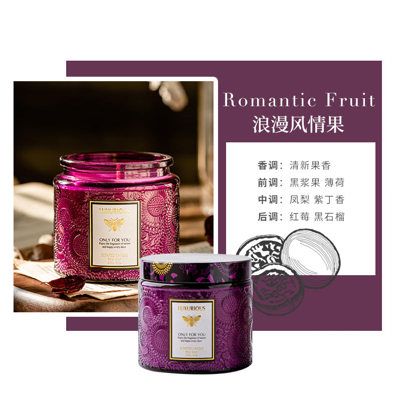 Relief Cup Handmade Soy Wax Aromatherapy Candle Home Office Bedroom Fragrance Birthday Gift for Girlfriend Birthday Party Holiday Celebration Anniversary Valentine's Day Home Decoration Atmosphere Gift