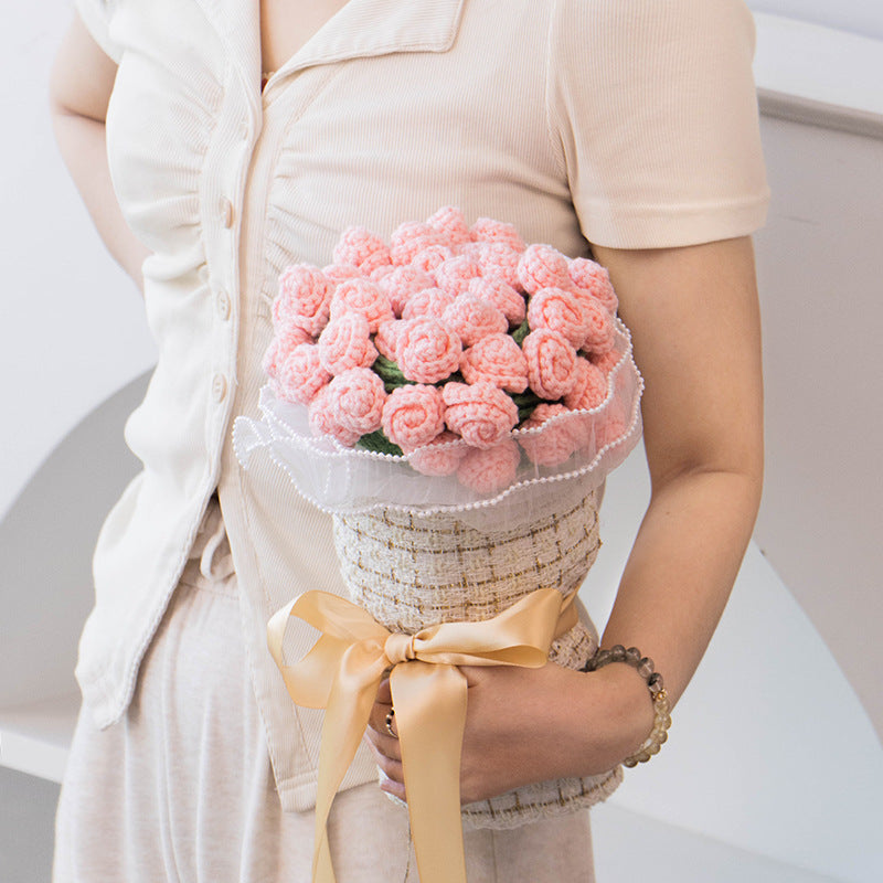 Best Women's Gift Rose gift ideas handmade woven blanket knitted lily of the valley flower blanket yarn woven bouquet gift for family, girlfriend, wife, mother, friend's birthday gift unique New Year's gift Christmas gift