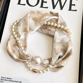 Magnetic button pearl necklace small strip scarves for women's mothers to protect their necks and neck lazy people to match with shirts, thin scarves, clothing, versatile accessories, small gifts for themselves, relatives, friends, sisters, warm and