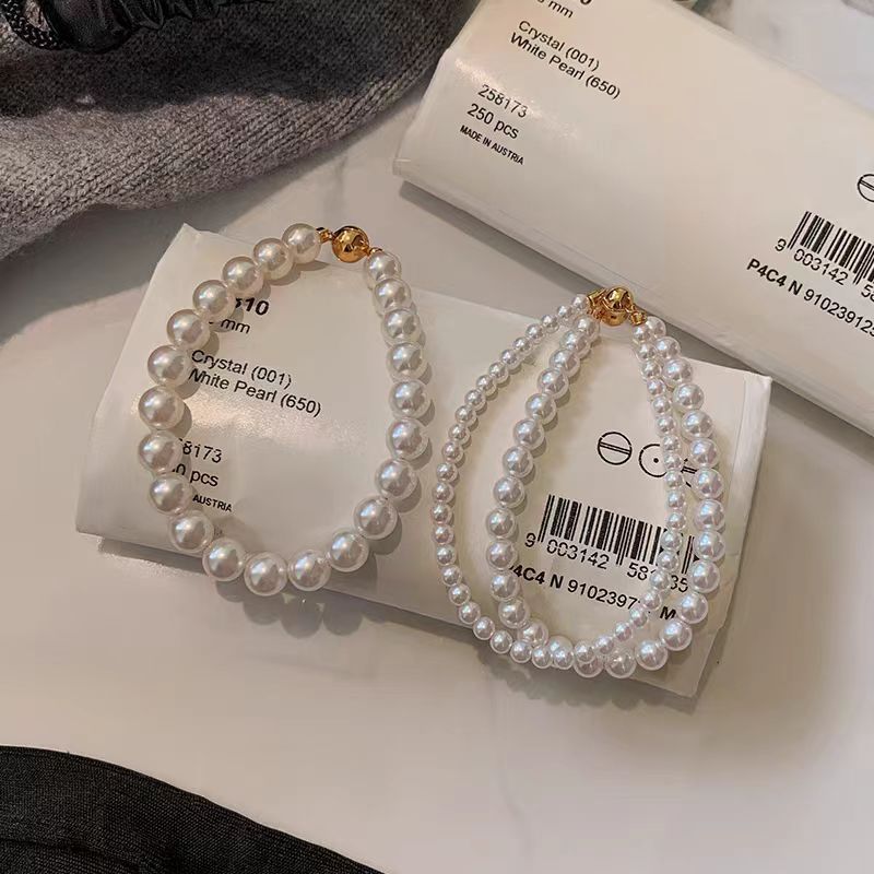 Aobai magnetic attraction large pearl bracelet women's light luxury niche exquisite bracelet high-end sense beaded jewelry new single wear simple French retro pearl bracelet, send friends to sisters, send relatives gifts, give her birthday jewelry gifts