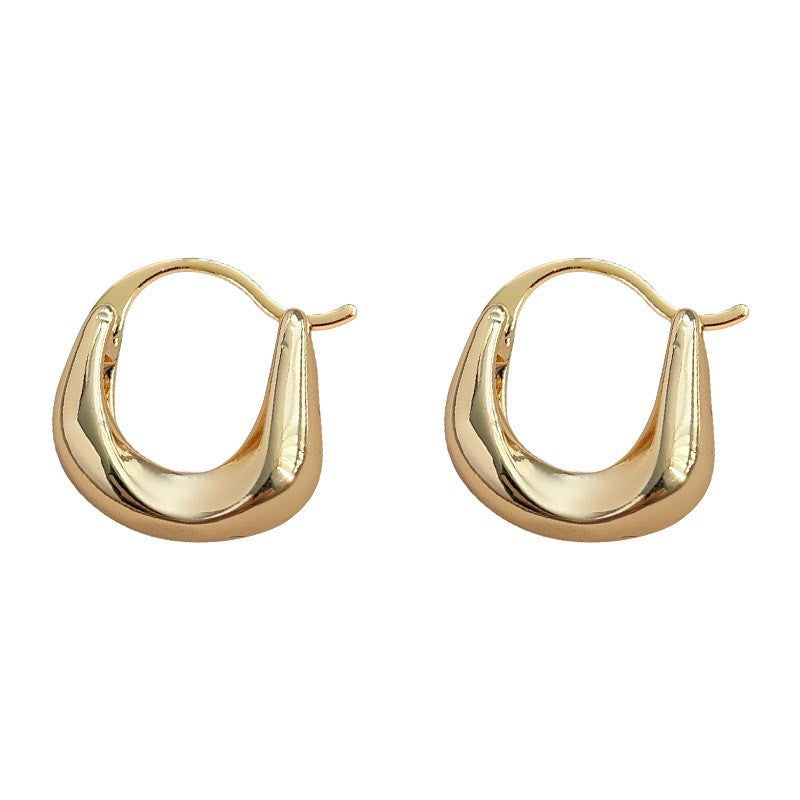 Metal ring ear clasps, simple and cool style earrings, female fashion temperament, versatile earrings, high sense, send her to friends, send sisters small lucky gifts, Thanksgiving gift box