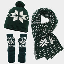 Christmas hat, scarf, gloves, three piece set, European and American reindeer jacquard, autumn and winter warm knit set The best gift for family and friends