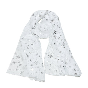 Europe and America Autumn and Winter Scarves Women's New Christmas Gift Snow Flower Hot Silver Dot Silk Scarves Shawls Christmas Scarves for Friends to Send Yourself New Year Gift for Relatives to sisters Christmas Gift Box