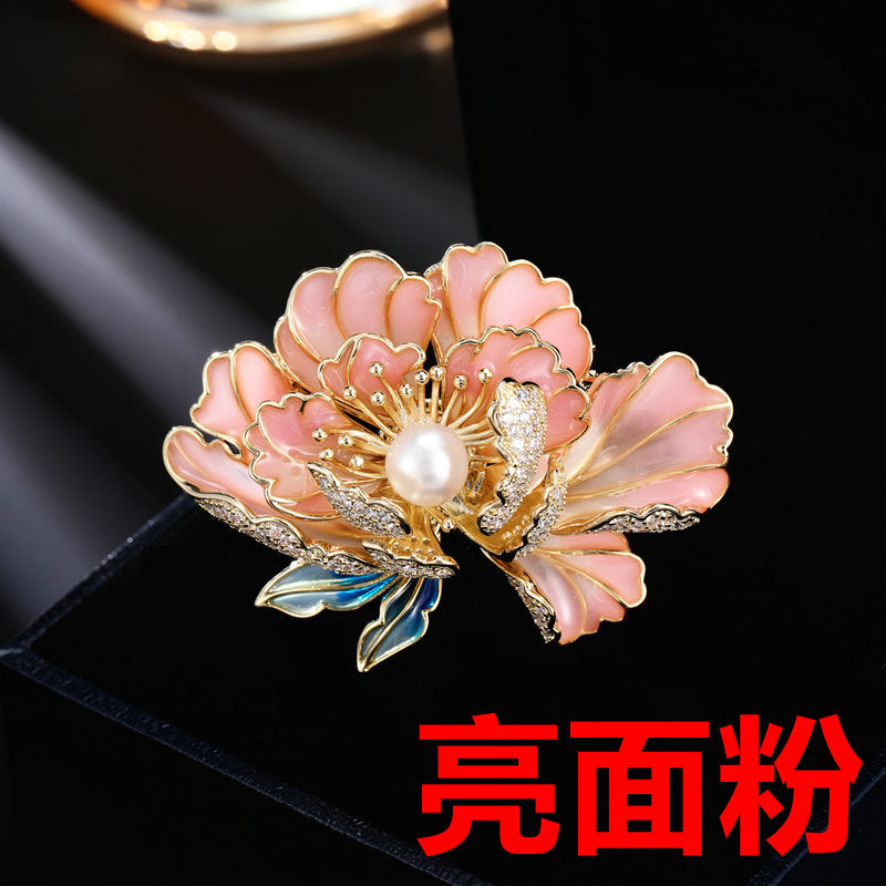 Freshwater pearl, national style, peony flower, brooch, elegant temperament, Chinese style coat, Chinese dress, cheongsam, accessories, work clothes, evening dress, matching brooch pin, fashionable and popular lady gift, giving her relatives, girlfri