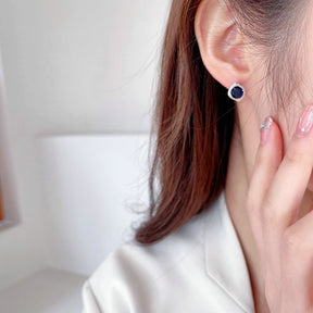 Japan and South Korea Micro set Simple Earrings Colorful Multicolor Zircon Temperament 925 Silver Needle Earrings Geometric Round Earrings Fashion Fashion Fashion Clothing Versatile Shiny Elegant Women Earrings Give Yourself to Friends Give sisters J