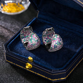 Europe and the United States Antique Premium Earrings Luxury Copper Set Zircon Earrings Inside and Outside Full Zirconium Set Water Drop shaped Earrings Women's Clothing Versatile Earrings Ornaments Send Yourself to Friends Send sisters Jewelry Gifts