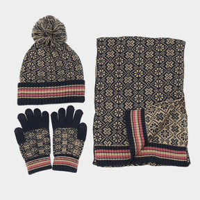 Christmas hat, scarf, gloves, three piece set, European and American jacquard, autumn and winter warm and cold resistant hat, knitted set, suitable for both men and women The best gift for family and friends