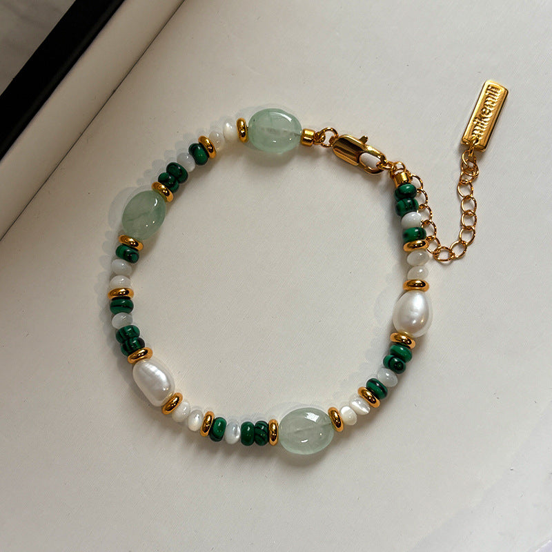 Natural freshwater pearl necklace, green malachite, dopamine necklace, accessories for women, high class, light luxury, small crowd, necklace, gift for relatives, gift for friends, surprise for sisters, birthday gift, latest fashion, women's clothing