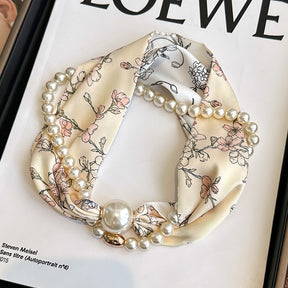 Magnetic button pearl necklace small strip scarves for women's mothers to protect their necks and neck lazy people to match with shirts, thin scarves, clothing, versatile accessories, small gifts for themselves, relatives, friends, sisters, warm and