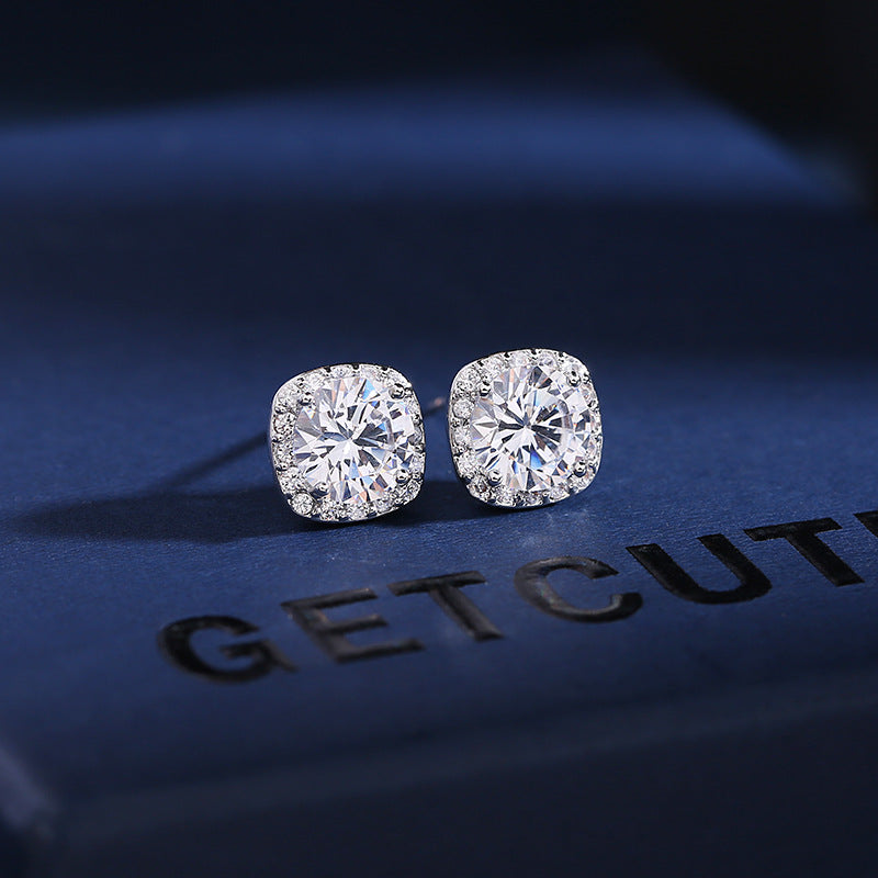 Japan and South Korea Micro set Simple Earrings Colorful Multicolor Zircon Temperament 925 Silver Needle Earrings Geometric Round Earrings Fashion Fashion Fashion Clothing Versatile Shiny Elegant Women Earrings Give Yourself to Friends Give sisters J