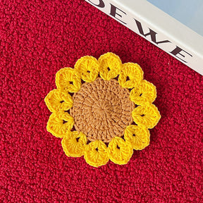Handmade Creative Weaving Simulation Sunflower Cup Mat Home Decoration Water Cup Mat Table Mat Versatile Teacher's Day Gift Christmas Small Gift Decoration Customizable Wholesale Handmade Commemorative Gift