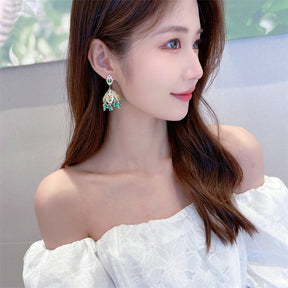 French Court Style Exaggerated and Magnificent Earrings s925 Silver Needle Zircon Inlaid High level Pendant Wind Bell Earrings Women's Dress Professional Dress Fashion Versatile Accessories Earrings Exquisite Girl Gift for Her sisters to Girlfriend B