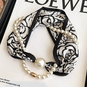 Magnetic button pearl necklace small strip scarves for women's mothers to protect their necks and neck lazy people to match with shirts, thin scarves, clothing, versatile accessories, small gifts for themselves, relatives, friends, sisters, warm and