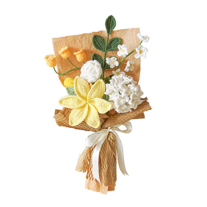 Hand woven small lily embroidered ball bouquet, gift bag for elders, relatives, mothers, wives, beautifully packaged gift bouquet, anniversary celebration gift box