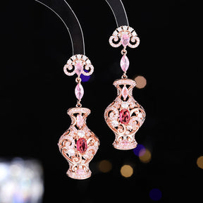 French Court Style Exaggerated and Magnificent Earrings s925 Silver Needle Zircon Inlaid High level Pendant Wind Bell Earrings Women's Dress Professional Dress Fashion Versatile Accessories Earrings Exquisite Girl Gift for Her sisters to Girlfriend B