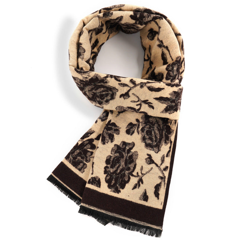 Women's scarf winter new ethnic style scarf, women's warm retro middle-aged and elderly mother style, small business customized gift, employee welfare gift box