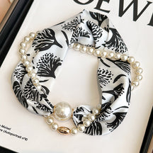 Magnetic button pearl necklace small strip scarves for women's mothers to protect their necks and neck lazy people to match with shirts, thin scarves, clothing, versatile accessories, small gifts for themselves, relatives, friends, sisters, warm and