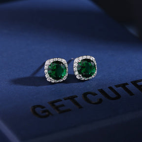 Japan and South Korea Micro set Simple Earrings Colorful Multicolor Zircon Temperament 925 Silver Needle Earrings Geometric Round Earrings Fashion Fashion Fashion Clothing Versatile Shiny Elegant Women Earrings Give Yourself to Friends Give sisters J