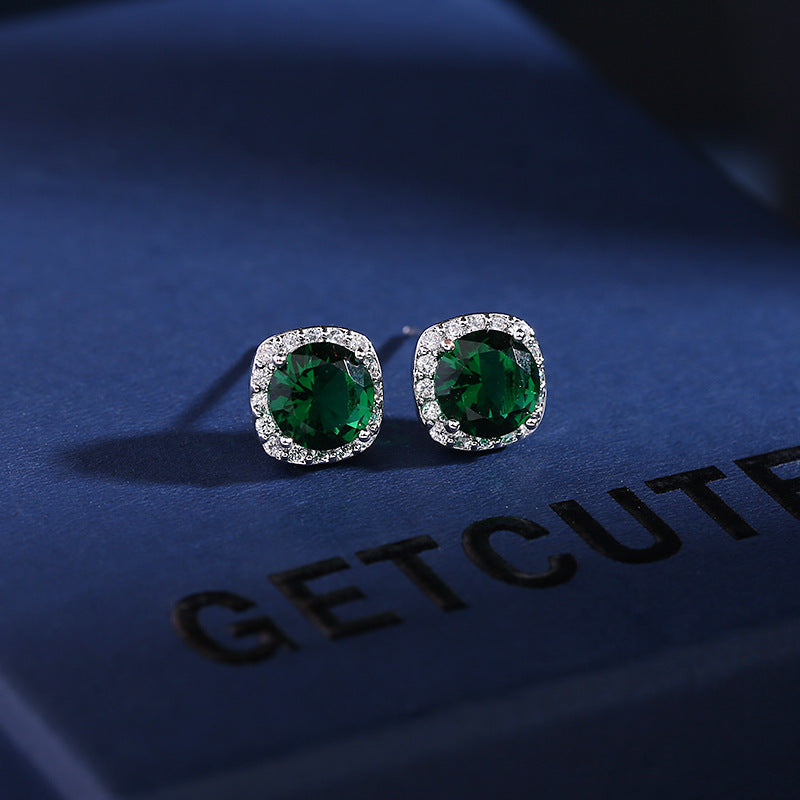 Japan and South Korea Micro set Simple Earrings Colorful Multicolor Zircon Temperament 925 Silver Needle Earrings Geometric Round Earrings Fashion Fashion Fashion Clothing Versatile Shiny Elegant Women Earrings Give Yourself to Friends Give sisters J