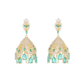 French Court Style Exaggerated and Magnificent Earrings s925 Silver Needle Zircon Inlaid High level Pendant Wind Bell Earrings Women's Dress Professional Dress Fashion Versatile Accessories Earrings Exquisite Girl Gift for Her sisters to Girlfriend B