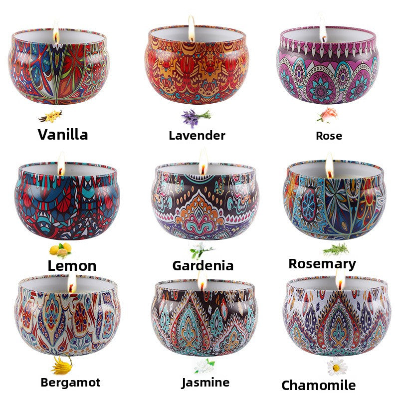 Makou Iron Can, Soybean Wax Aromatherapy Candle, Lavender Rose Vanilla, Jasmine Fragrance, Indoor Emotional Healing Aromatherapy, Smokeless Candle, Birthday Gift Set, 9-Piece Gift Set, Celebrating Festivals, Giving Gratitude to Friends, Gift Box