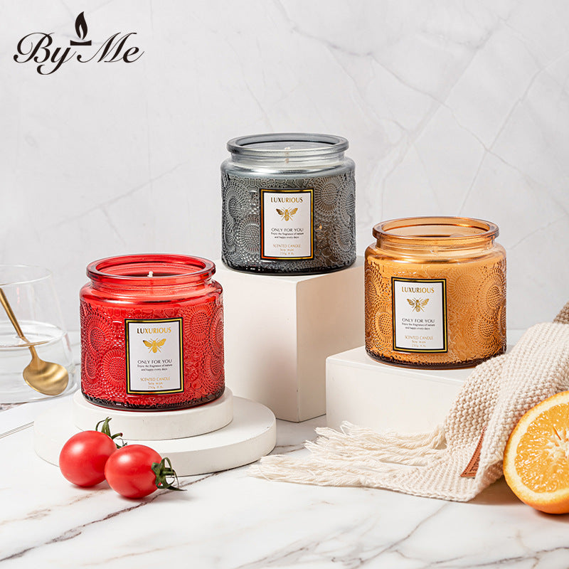 Relief Cup Handmade Soy Wax Aromatherapy Candle Home Office Bedroom Fragrance Birthday Gift for Girlfriend Birthday Party Holiday Celebration Anniversary Valentine's Day Home Decoration Atmosphere Gift