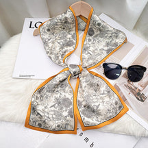 Silkworm silk scarves, thin and long stripes, printed women's fashion, versatile small scarves, ribbons, sunscreen, small silk, thoughtful gifts for friends, sisters, relatives and themselves, birthday gifts, thanksgiving gift box