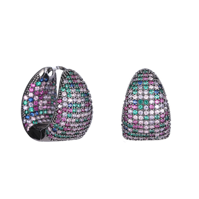 Europe and the United States Antique Premium Earrings Luxury Copper Set Zircon Earrings Inside and Outside Full Zirconium Set Water Drop shaped Earrings Women's Clothing Versatile Earrings Ornaments Send Yourself to Friends Send sisters Jewelry Gifts