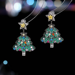 Euramerican fashion Christmas tree earrings New earrings Color zircon inlay Premium Christmas gifts Women's earrings High quality exquisite gifts to send her friends to send sisters to relatives New Year gift Thanksgiving gift box