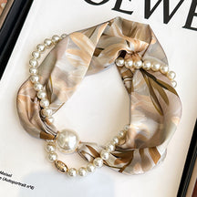 Magnetic button pearl necklace small strip scarves for women's mothers to protect their necks and neck lazy people to match with shirts, thin scarves, clothing, versatile accessories, small gifts for themselves, relatives, friends, sisters, warm and